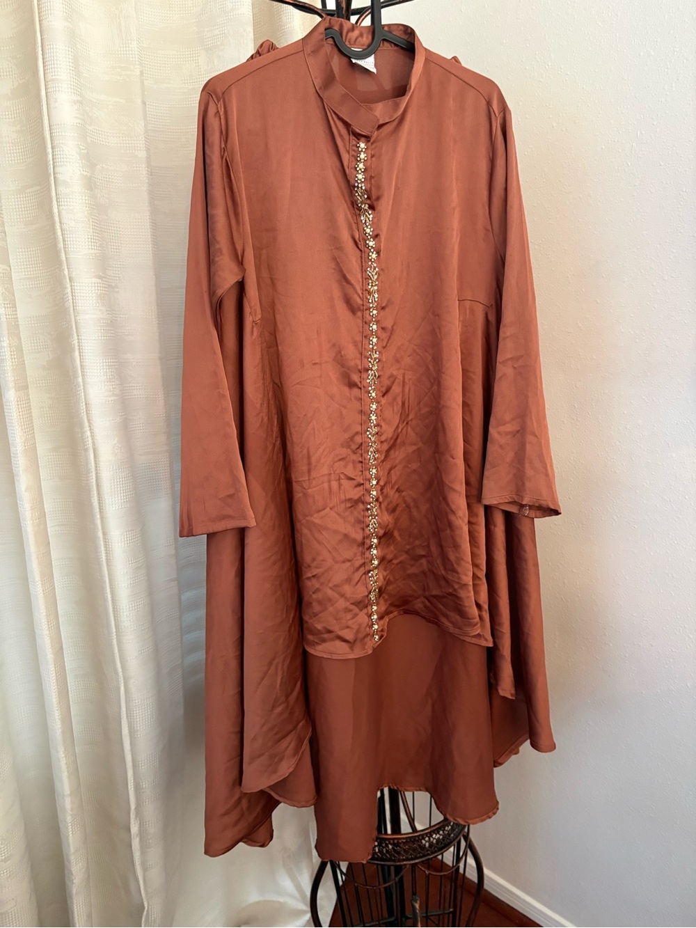 2 piece silk dress with pants size small Annabella Rust-Brown Blouse